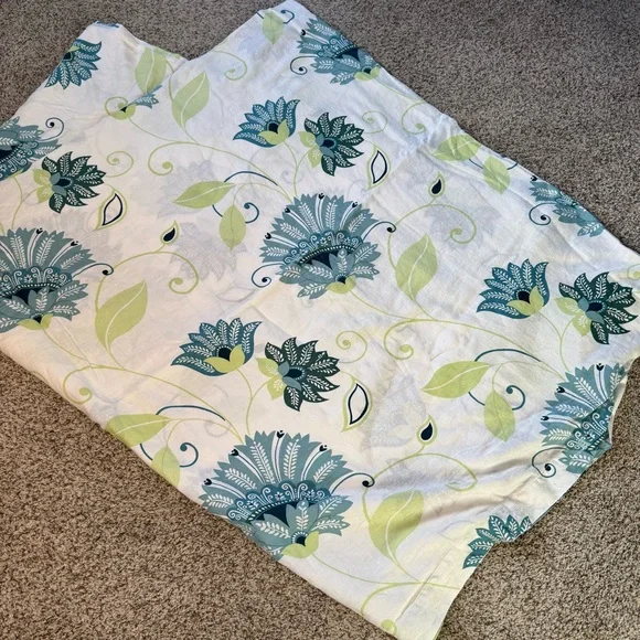 Cuddledown Linen Floral Blue and Green Twin Duvet Cover